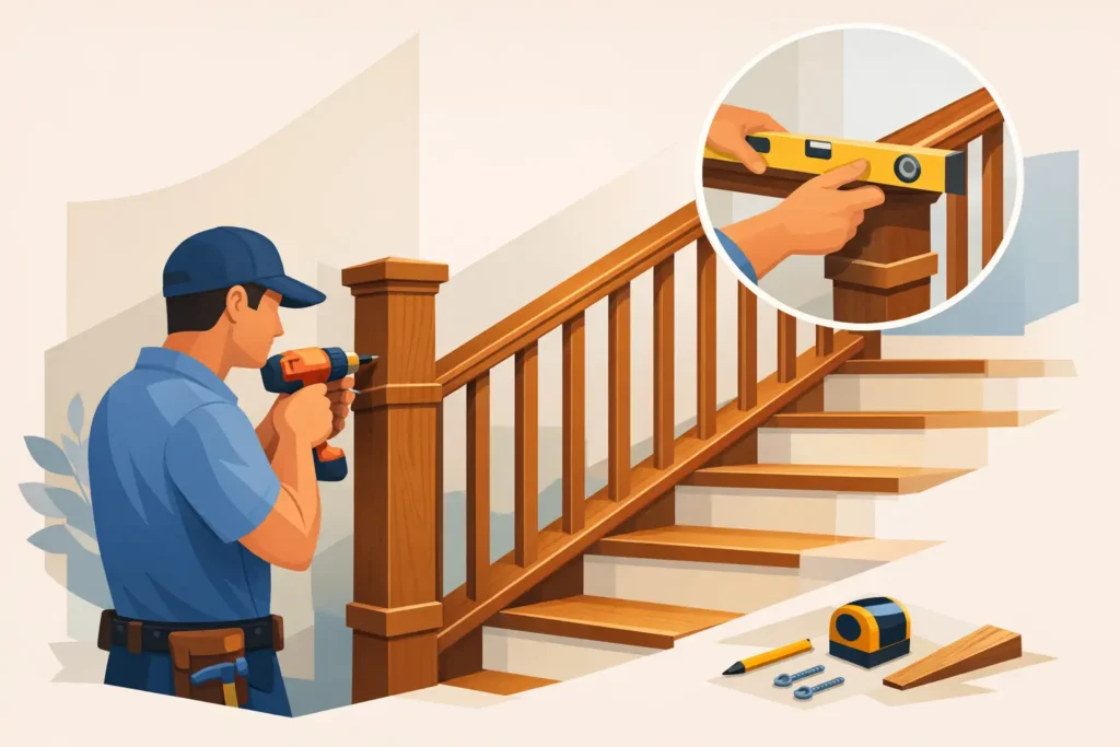 Wood Stair Railing Installation Done Right